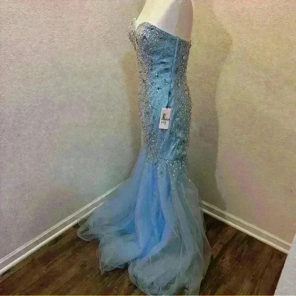 Glamour by Terani Couture Blue Prom Dress - Picture 2 of 6